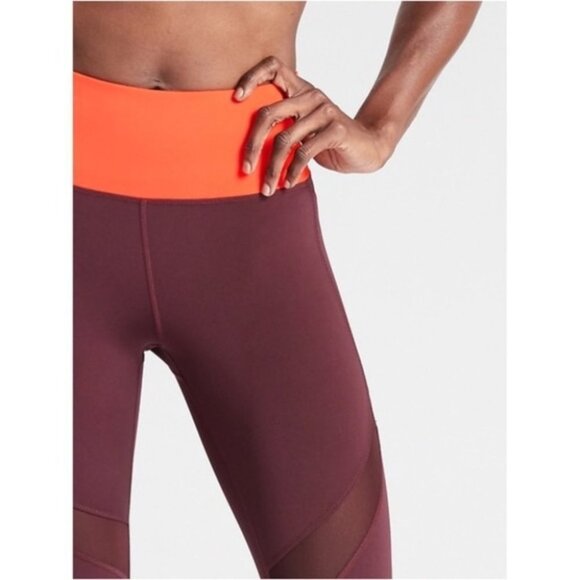 Athleta Leggings Size Extra Small XS Burgundy Red Tenacity 7/8 Tight Powerlift - Picture 12 of 14